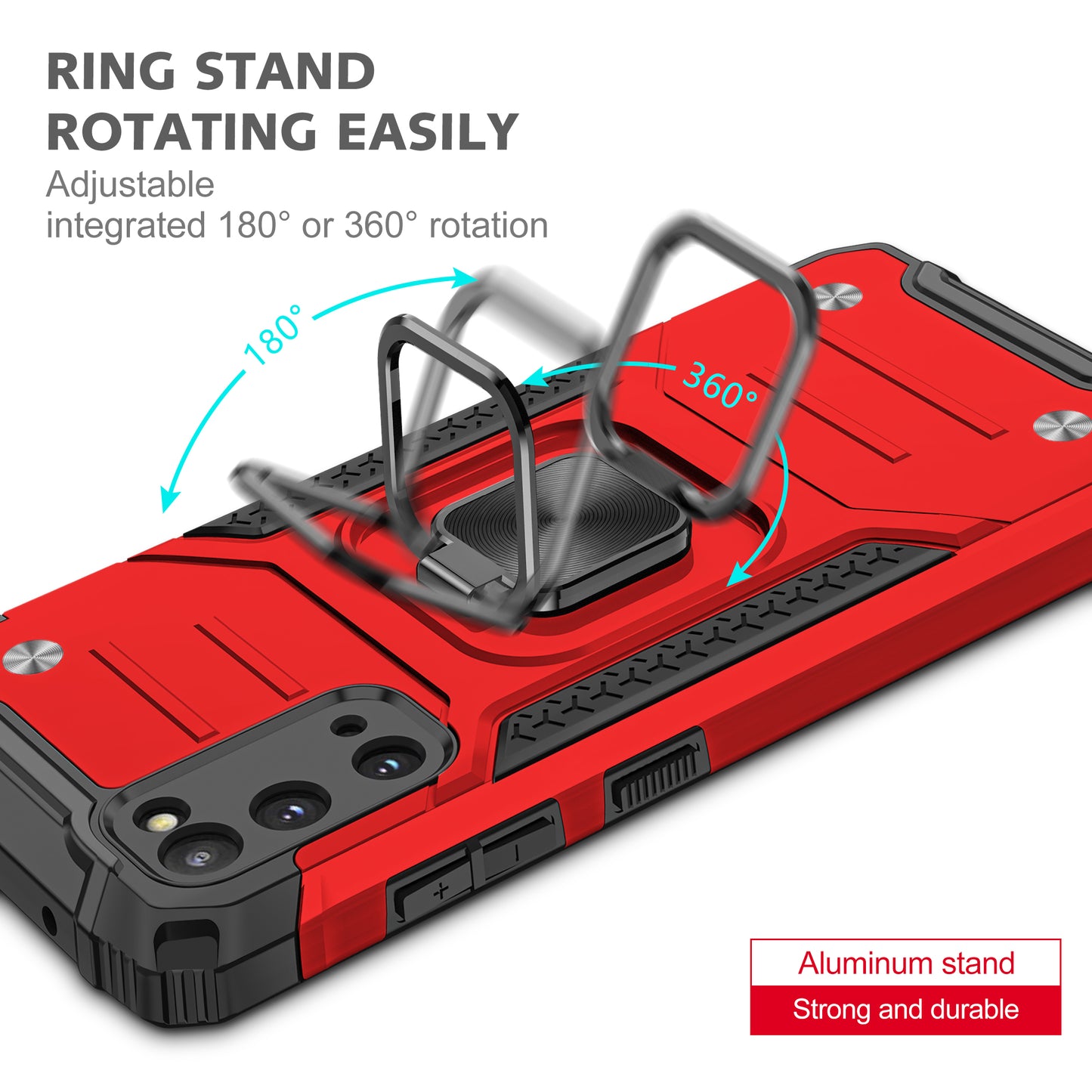 Detachable 2-in-1 Armor Style Kickstand TPU + PC Shell with Metal Sheet for Samsung Galaxy S20 4G/S20 5G - Red