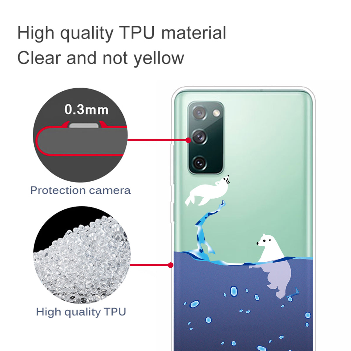 Printing Skin IMD TPU Cover for Samsung Galaxy S20 FE 4G/5G/S20 Lite/S20 FE 2022 - Polar Bear