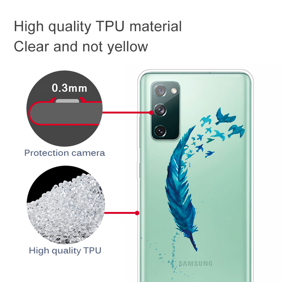 Printing Skin IMD TPU Cover for Samsung Galaxy S20 FE 4G/5G/S20 Lite/S20 FE 2022 - Feather