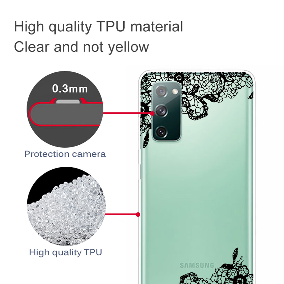 Printing Skin IMD TPU Cover for Samsung Galaxy S20 FE 4G/5G/S20 Lite/S20 FE 2022 - Lace