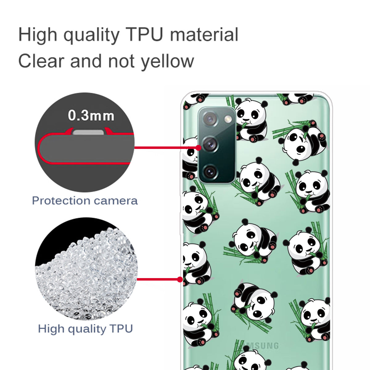 Printing Skin IMD TPU Cover for Samsung Galaxy S20 FE 4G/5G/S20 Lite/S20 FE 2022 - Pandas Eating Bamboos