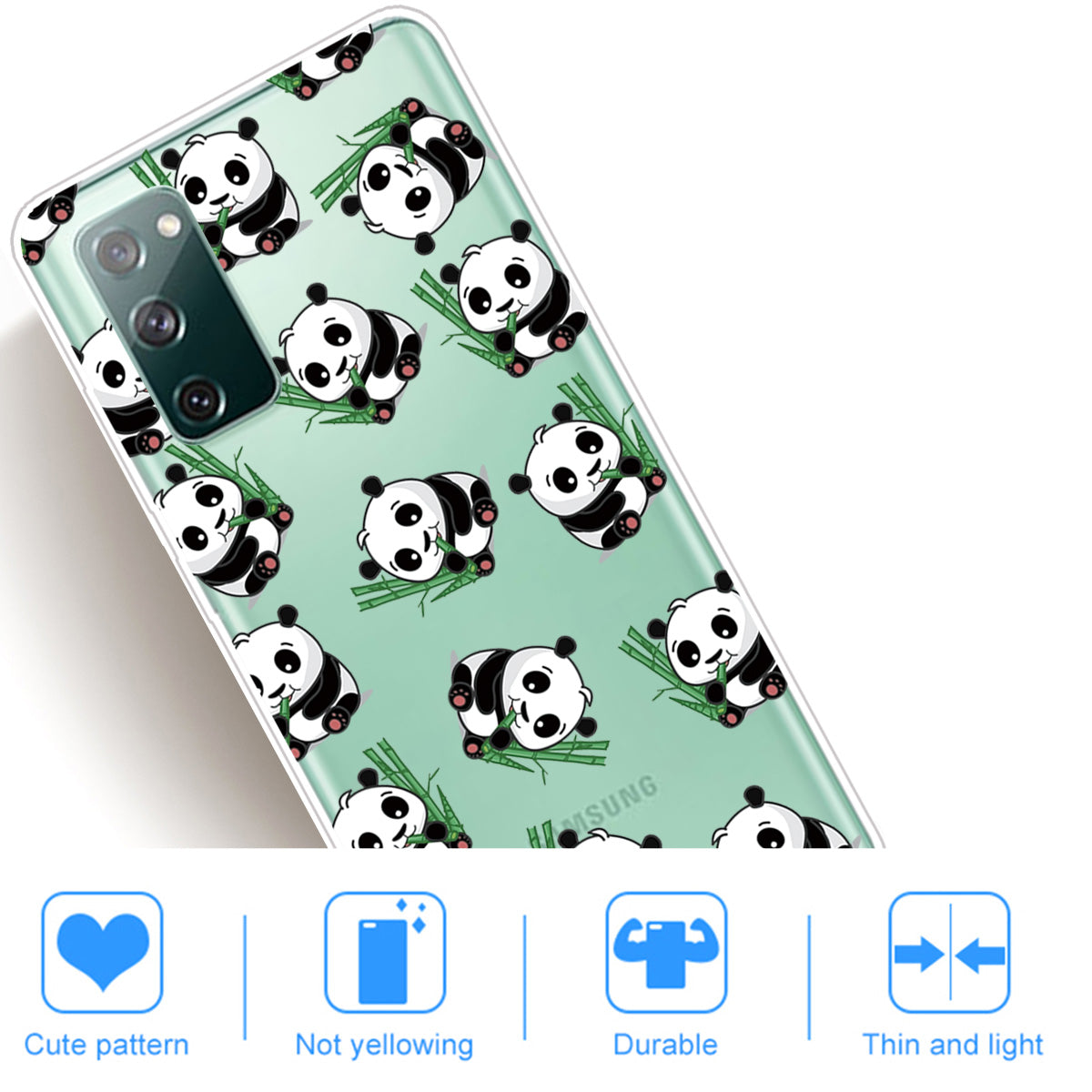 Printing Skin IMD TPU Cover for Samsung Galaxy S20 FE 4G/5G/S20 Lite/S20 FE 2022 - Pandas Eating Bamboos