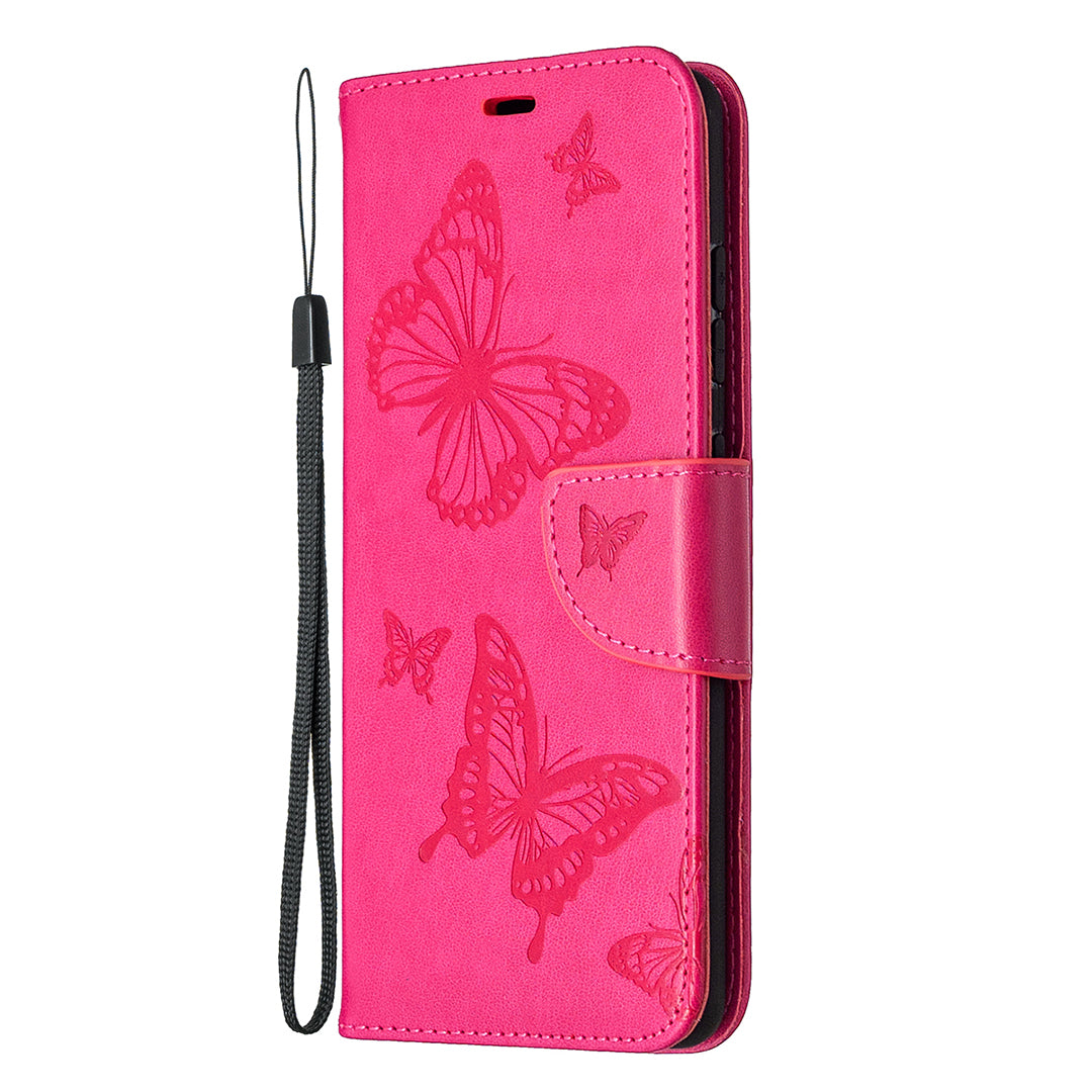 Imprint Butterflies with Wallet Leather Cover for Samsung Galaxy S20 FE 4G/FE 5G/S20 Lite/S20 FE 2022 - Rose