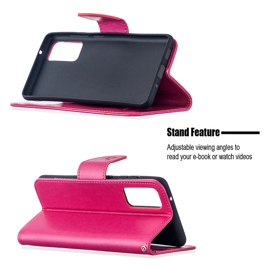 Imprint Butterflies with Wallet Leather Cover for Samsung Galaxy S20 FE 4G/FE 5G/S20 Lite/S20 FE 2022 - Rose