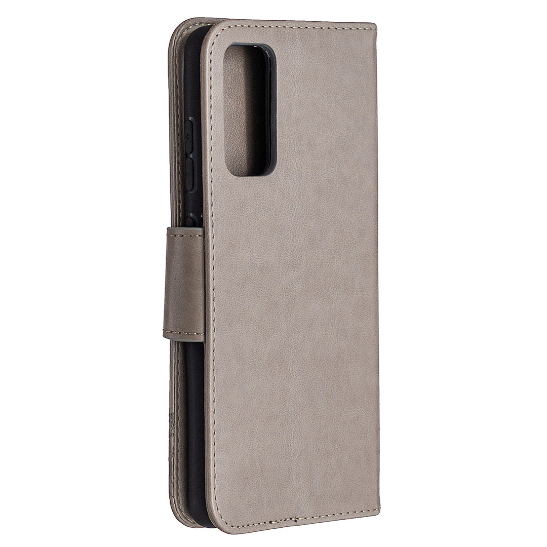 Imprint Butterflies with Wallet Leather Cover for Samsung Galaxy S20 FE 4G/FE 5G/S20 Lite/S20 FE 2022 - Grey