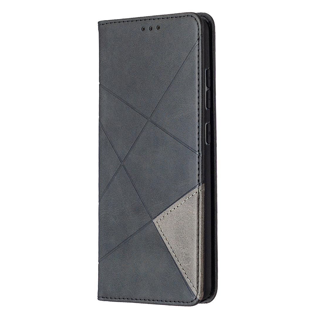 Geometric Pattern Leather Stand Case with Card Slots for Samsung Galaxy S20 FE 4G / FE 5G / S20 Lite / S20 FE 2022 - Black