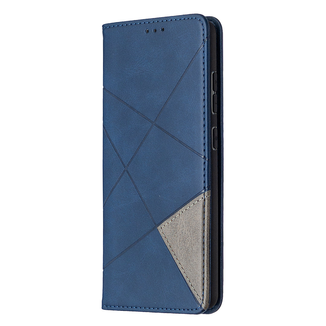 Geometric Pattern Leather Stand Case with Card Slots for Samsung Galaxy S20 FE 4G / FE 5G / S20 Lite / S20 FE 2022 - Blue