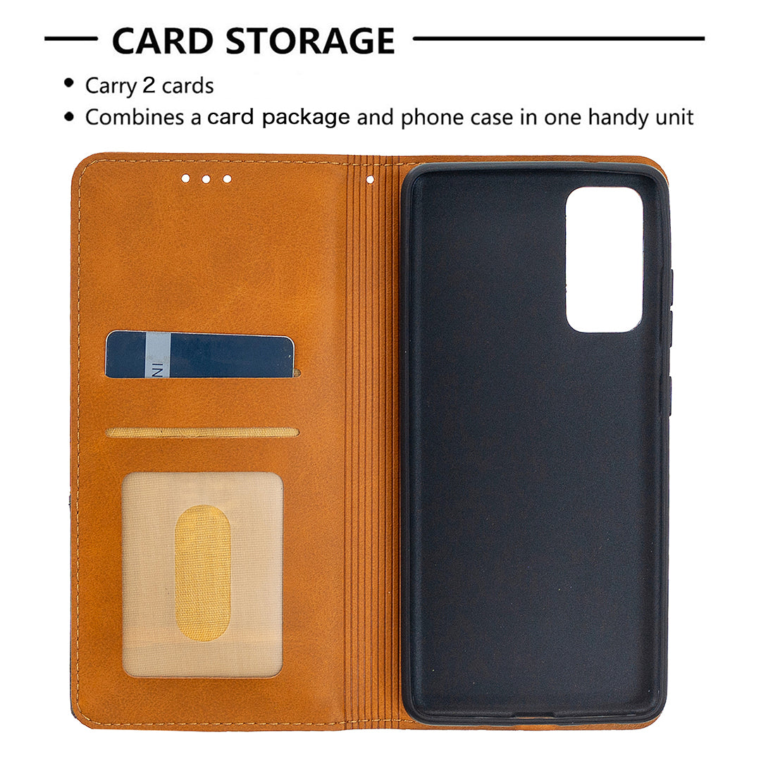 Geometric Pattern Leather Stand Case with Card Slots for Samsung Galaxy S20 FE 4G / FE 5G / S20 Lite / S20 FE 2022 - Yellow