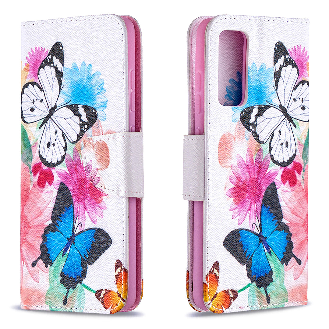 Pattern Printing Leather Wallet Protective Shell for Samsung Galaxy S20 FE 4G/FE 5G/S20 Lite/S20 FE 2022 - Butterflies