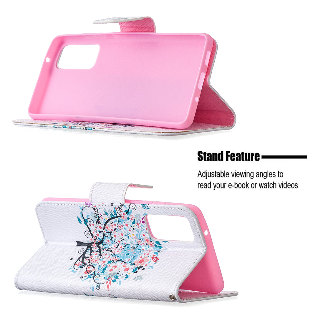 Pattern Printing Leather Wallet Protective Shell for Samsung Galaxy S20 FE 4G/FE 5G/S20 Lite/S20 FE 2022 - Flower Tree