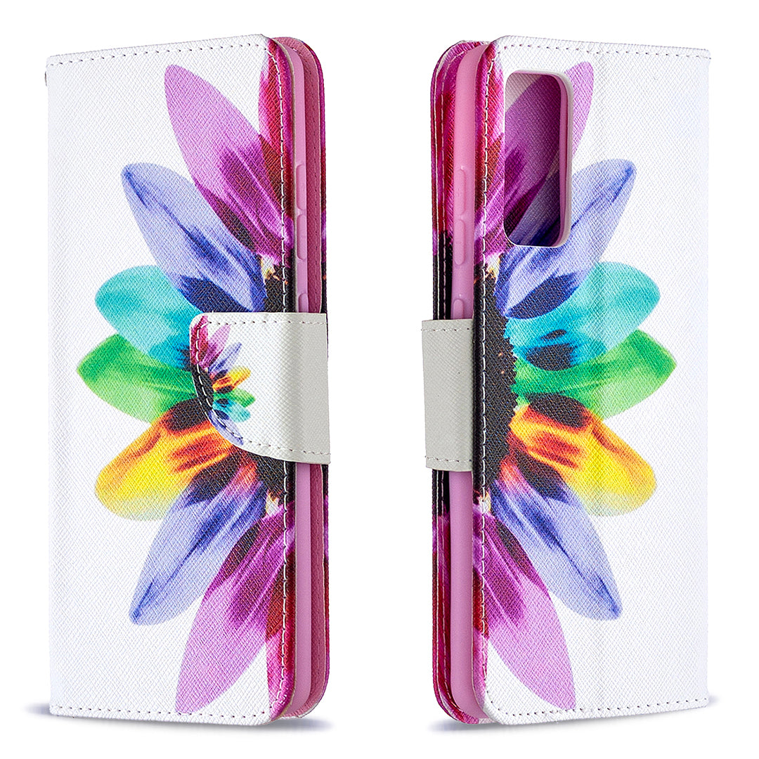 Pattern Printing Leather Wallet Protective Shell for Samsung Galaxy S20 FE 4G/FE 5G/S20 Lite/S20 FE 2022 - Colorful Petal