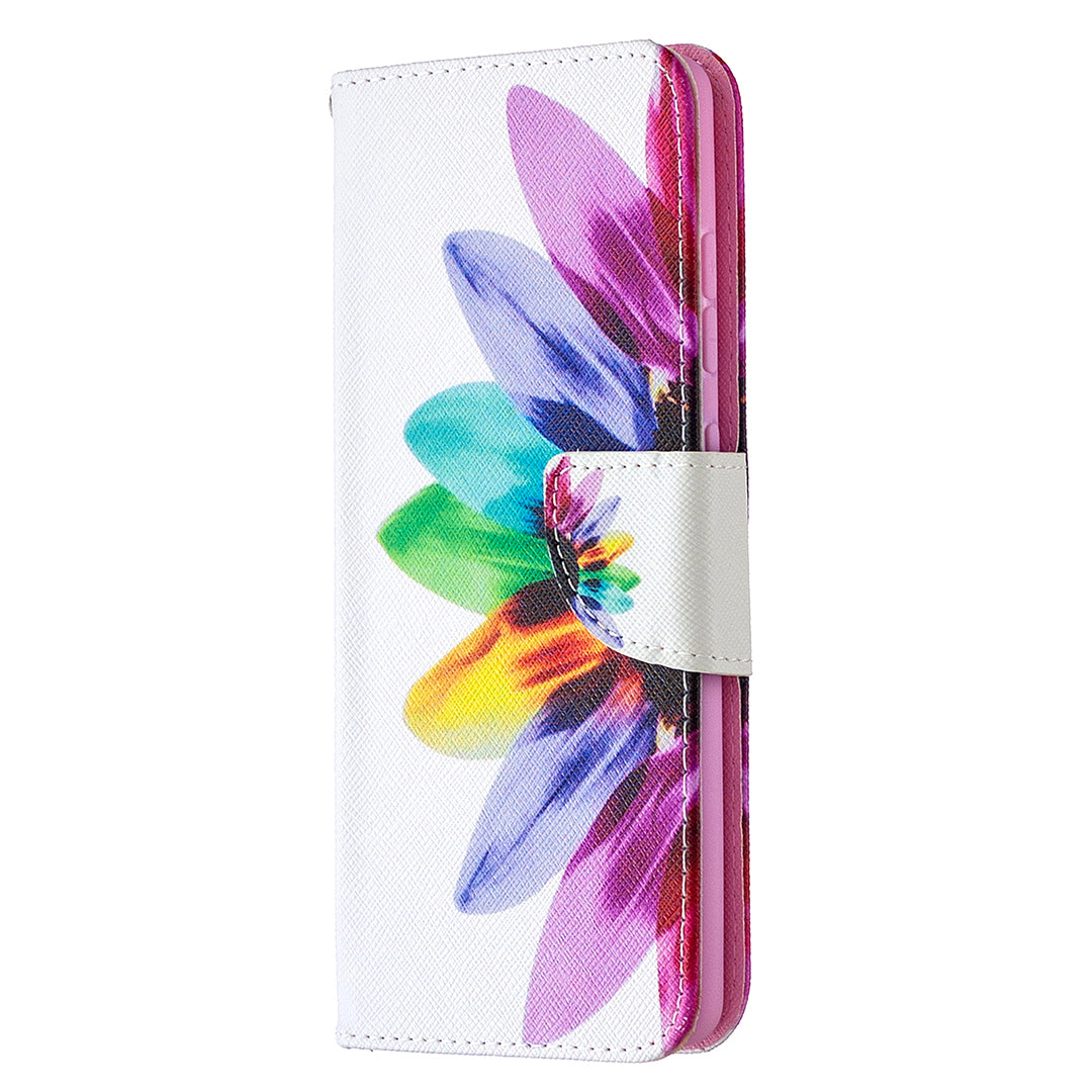 Pattern Printing Leather Wallet Protective Shell for Samsung Galaxy S20 FE 4G/FE 5G/S20 Lite/S20 FE 2022 - Colorful Petal