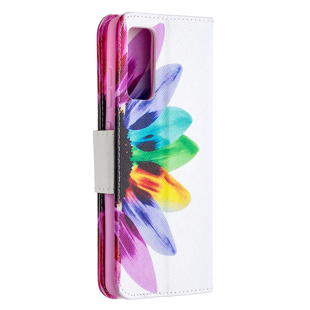 Pattern Printing Leather Wallet Protective Shell for Samsung Galaxy S20 FE 4G/FE 5G/S20 Lite/S20 FE 2022 - Colorful Petal