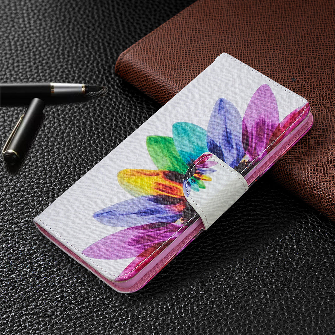 Pattern Printing Leather Wallet Protective Shell for Samsung Galaxy S20 FE 4G/FE 5G/S20 Lite/S20 FE 2022 - Colorful Petal