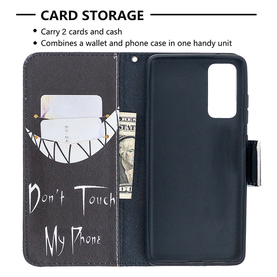 Pattern Printing Leather Wallet Protective Shell for Samsung Galaxy S20 FE 4G/FE 5G/S20 Lite/S20 FE 2022 - Don't Touch My Phone