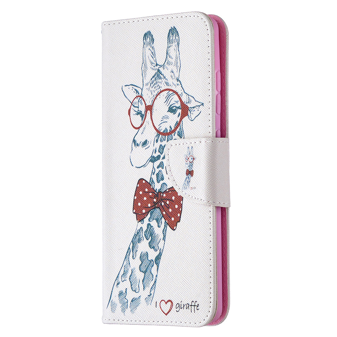 Pattern Printing Leather Wallet Protective Shell for Samsung Galaxy S20 FE 4G/FE 5G/S20 Lite/S20 FE 2022 - Giraffe