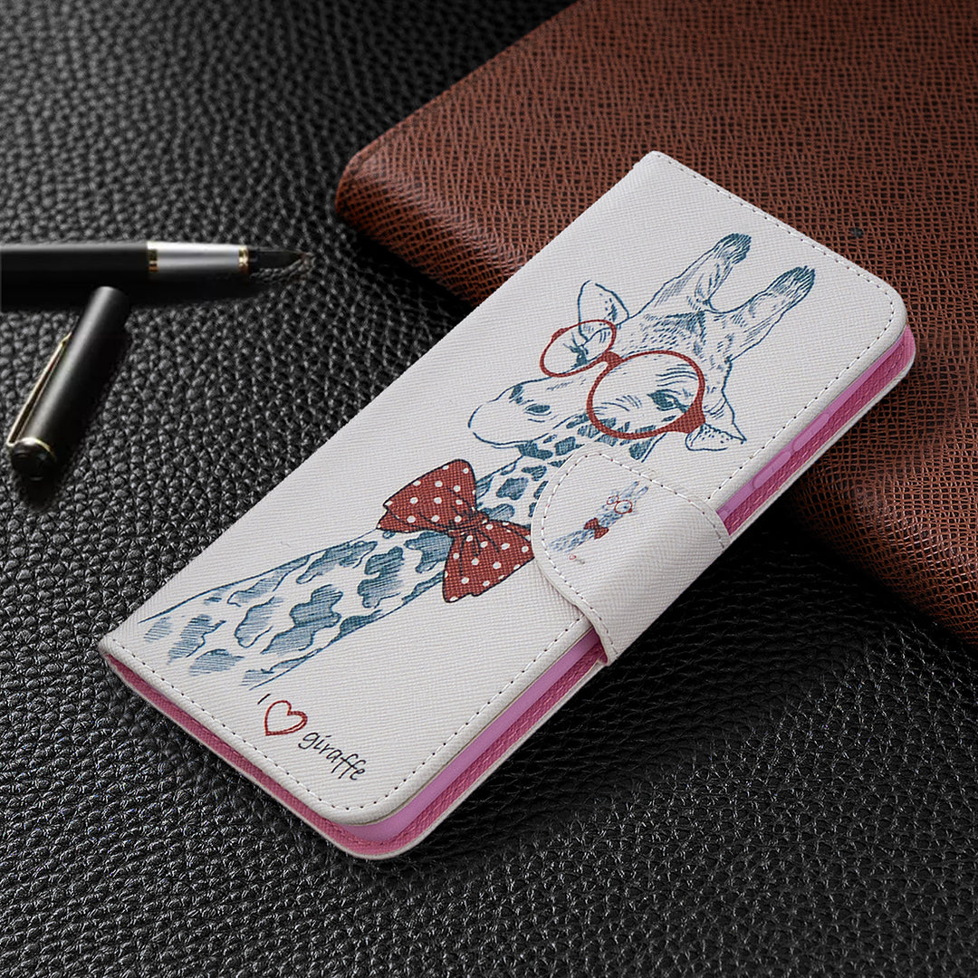 Pattern Printing Leather Wallet Protective Shell for Samsung Galaxy S20 FE 4G/FE 5G/S20 Lite/S20 FE 2022 - Giraffe