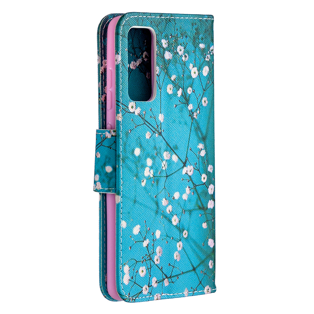 Pattern Printing Leather Wallet Protective Shell for Samsung Galaxy S20 FE 4G/FE 5G/S20 Lite/S20 FE 2022 - Flower Branches