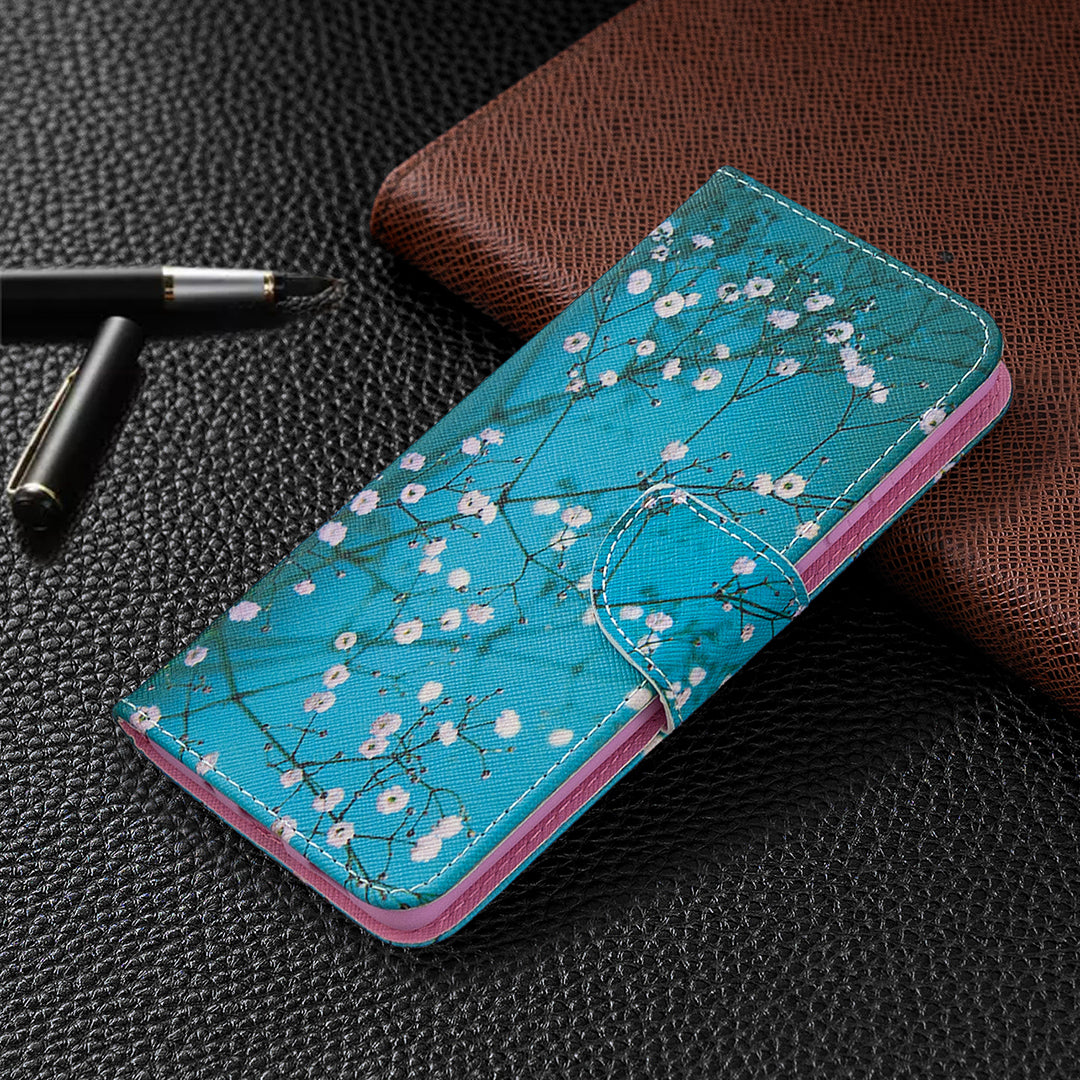 Pattern Printing Leather Wallet Protective Shell for Samsung Galaxy S20 FE 4G/FE 5G/S20 Lite/S20 FE 2022 - Flower Branches