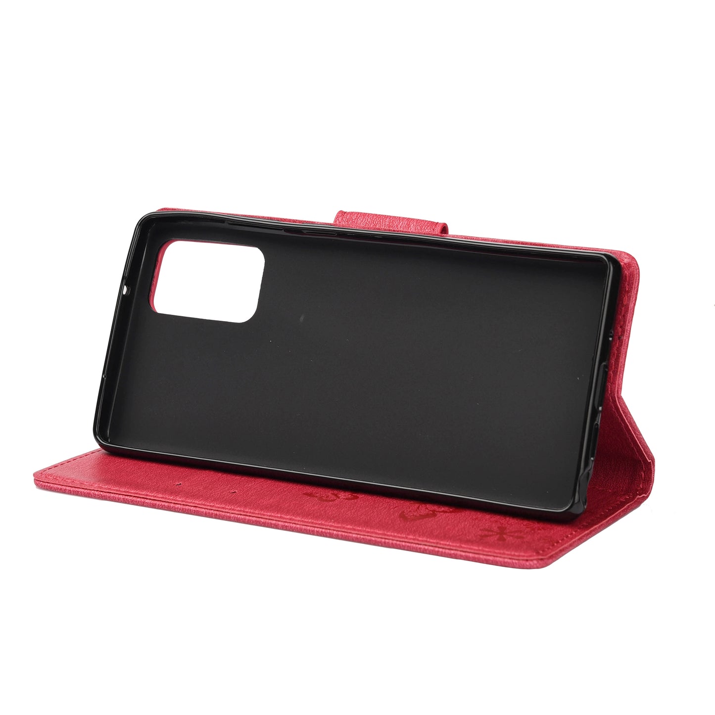Imprint Butterflies Flower Wallet Stand Leather Case for Samsung Galaxy S20 FE 4G/FE 5G/S20 Lite/S20 FE 2022 - Red