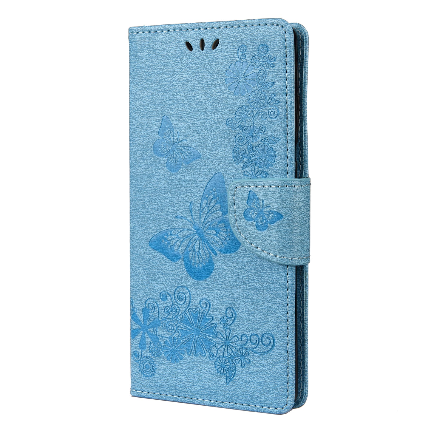 Imprint Butterflies Flower Wallet Stand Leather Case for Samsung Galaxy S20 FE 4G/FE 5G/S20 Lite/S20 FE 2022 - Blue