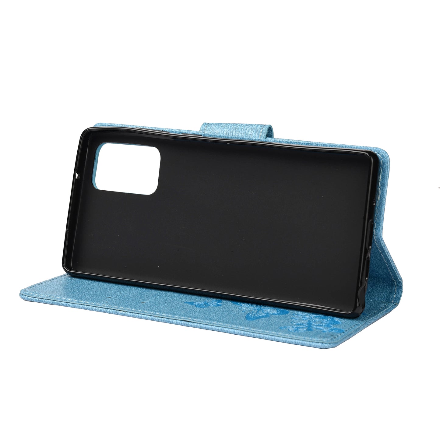 Imprint Butterflies Flower Wallet Stand Leather Case for Samsung Galaxy S20 FE 4G/FE 5G/S20 Lite/S20 FE 2022 - Blue