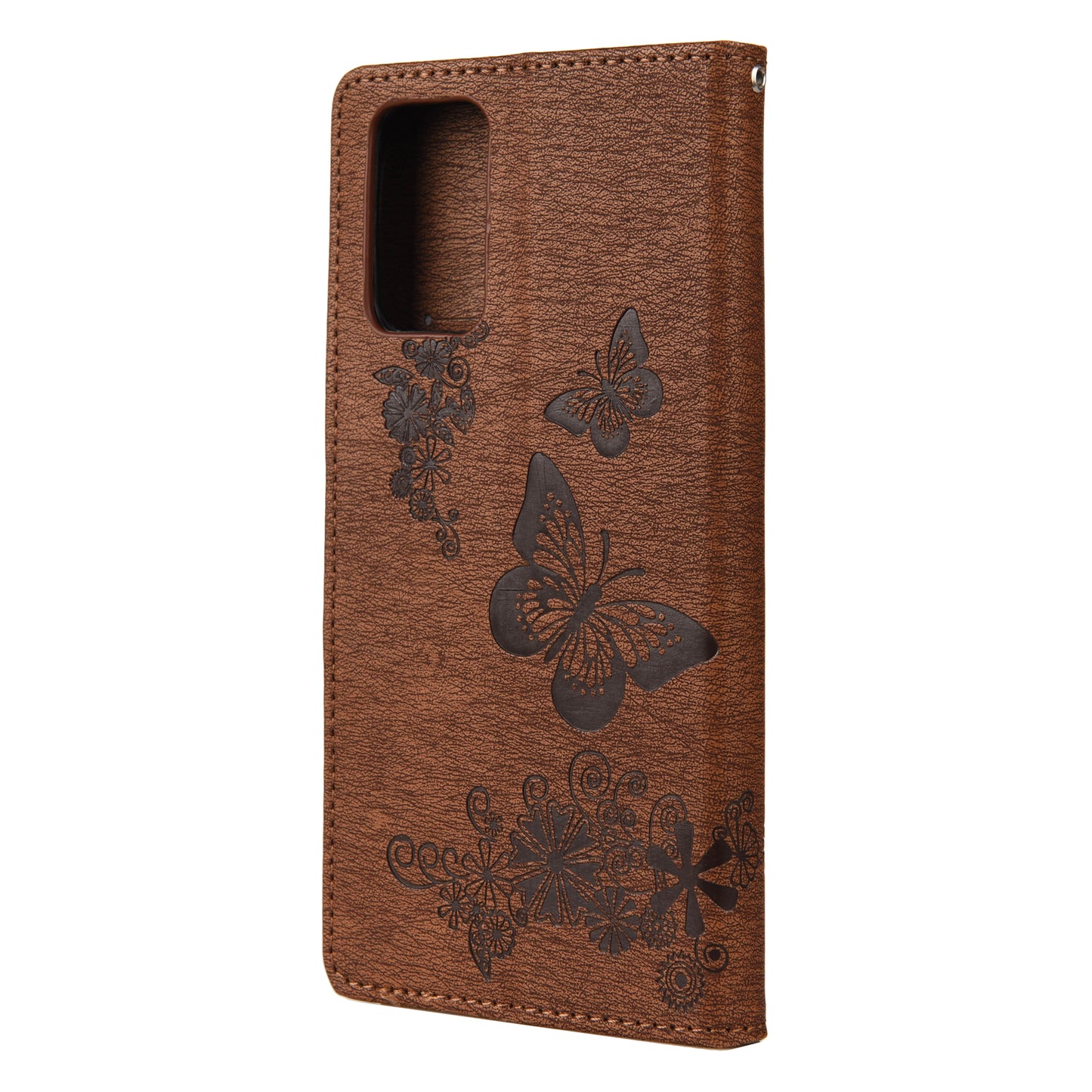 Imprint Butterflies Flower Wallet Stand Leather Case for Samsung Galaxy S20 FE 4G/FE 5G/S20 Lite/S20 FE 2022 - Brown