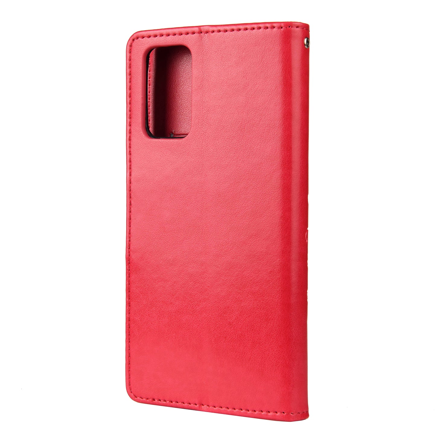Imprint Butterflies Wallet Stand Flip Leather Phone Cover for Samsung Galaxy S20 FE 4G/FE 5G/S20 Lite/S20 FE 2022 - Red