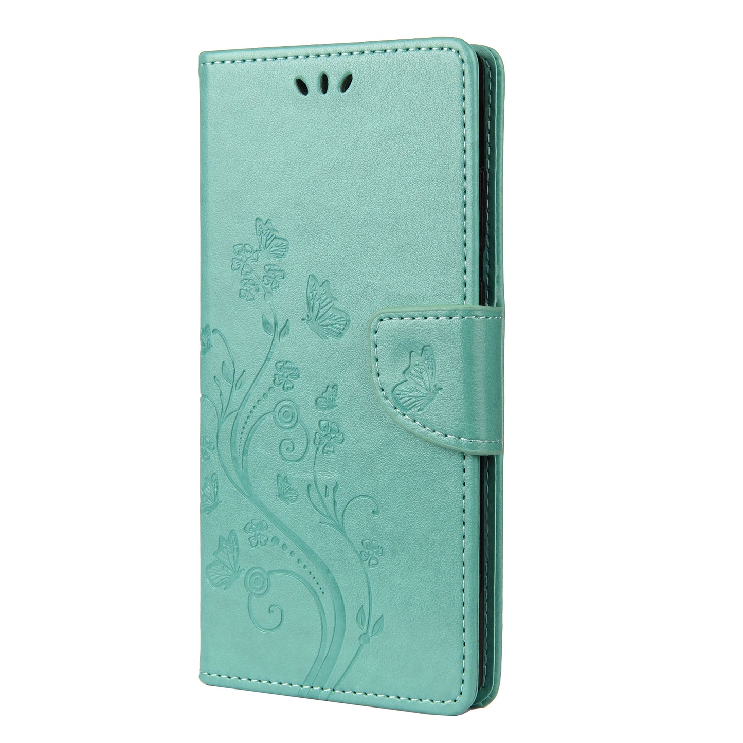 Imprint Butterflies Wallet Stand Flip Leather Phone Cover for Samsung Galaxy S20 FE 4G/FE 5G/S20 Lite/S20 FE 2022 - Green