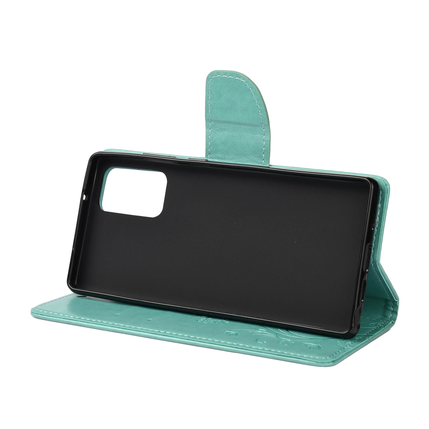 Imprint Butterflies Wallet Stand Flip Leather Phone Cover for Samsung Galaxy S20 FE 4G/FE 5G/S20 Lite/S20 FE 2022 - Green
