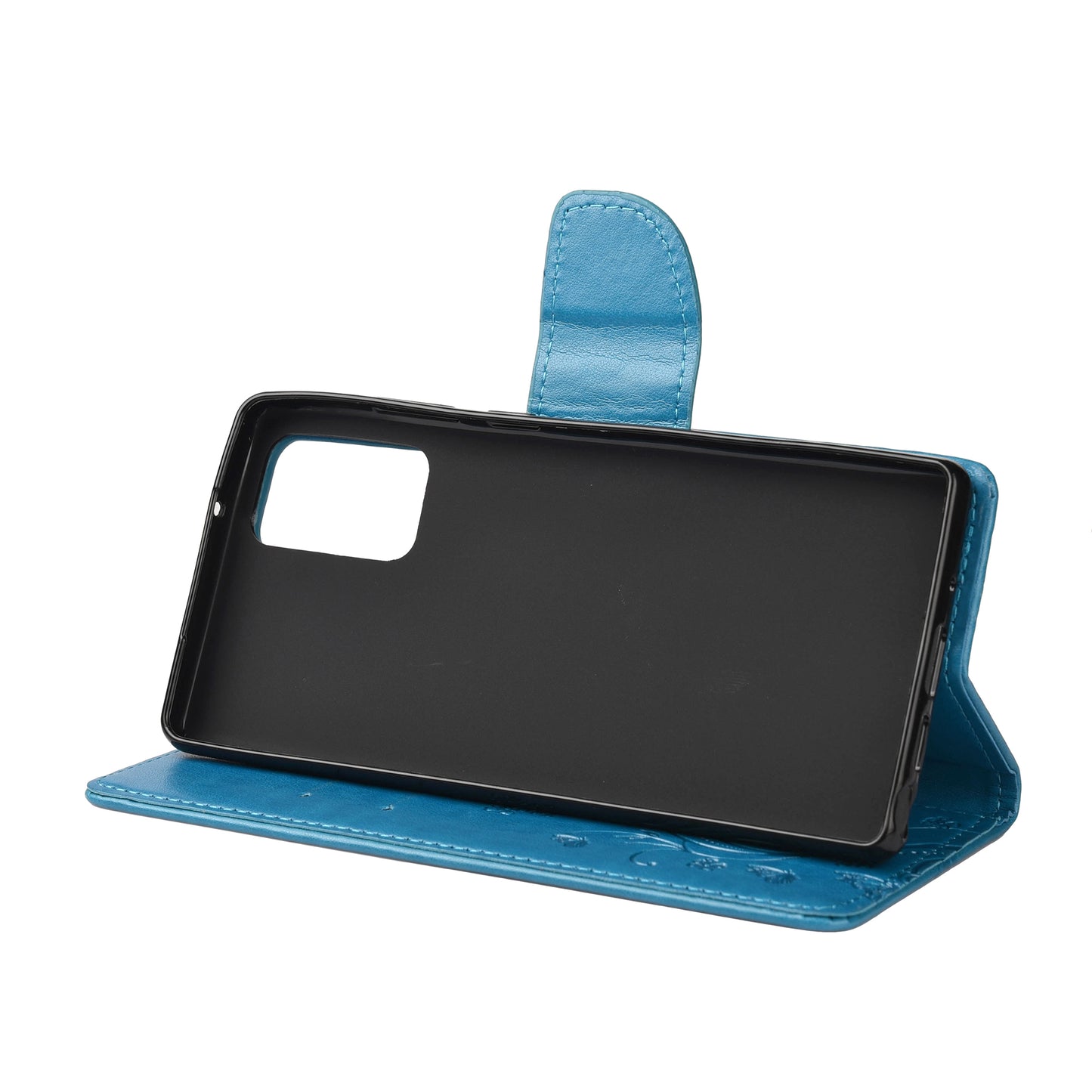 Imprint Butterflies Wallet Stand Flip Leather Phone Cover for Samsung Galaxy S20 FE 4G/FE 5G/S20 Lite/S20 FE 2022 - Blue