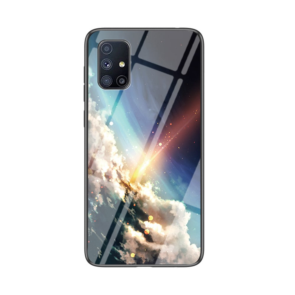 Starry Sky Pattern Tempered Glass + PC + TPU Hybrid Cover for Samsung Galaxy M31s - Meteor