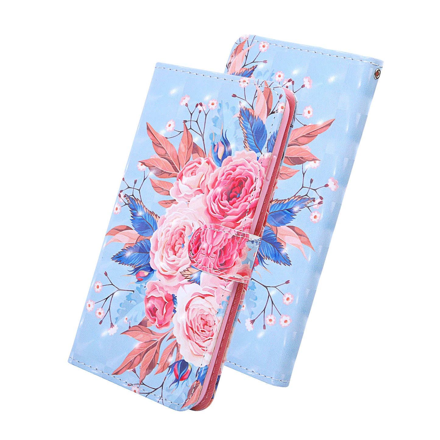 Light Spot Decor Pattern Printing Wallet Stand Leather Shell with Strap for Samsung Galaxy S20 FE 4G/FE 5G/S20 Lite/S20 FE 2022 - Peony