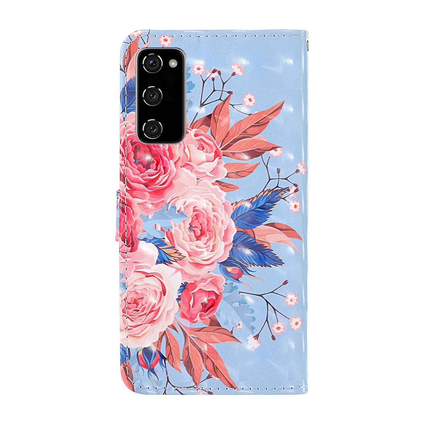 Light Spot Decor Pattern Printing Wallet Stand Leather Shell with Strap for Samsung Galaxy S20 FE 4G/FE 5G/S20 Lite/S20 FE 2022 - Peony