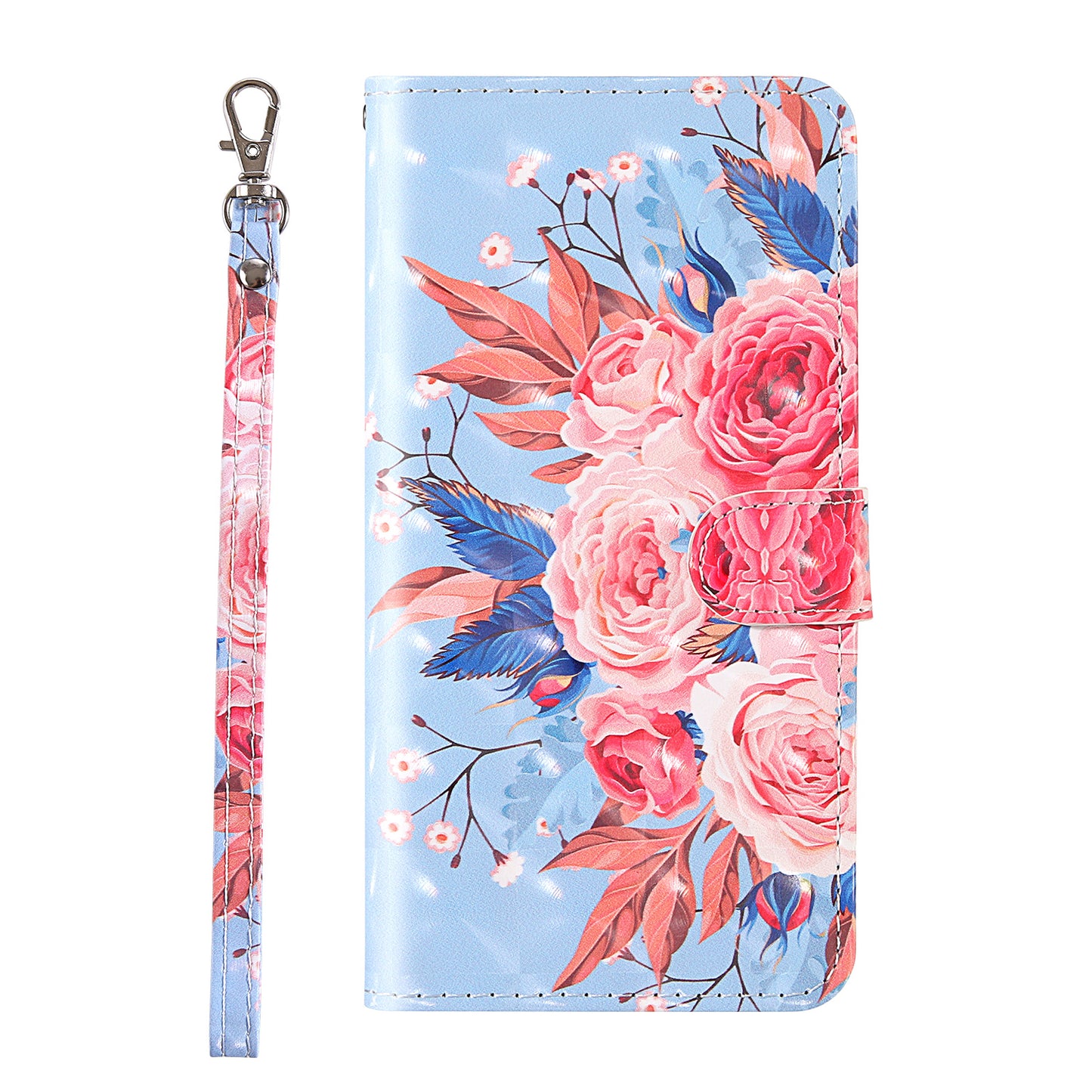 Light Spot Decor Pattern Printing Wallet Stand Leather Shell with Strap for Samsung Galaxy S20 FE 4G/FE 5G/S20 Lite/S20 FE 2022 - Peony