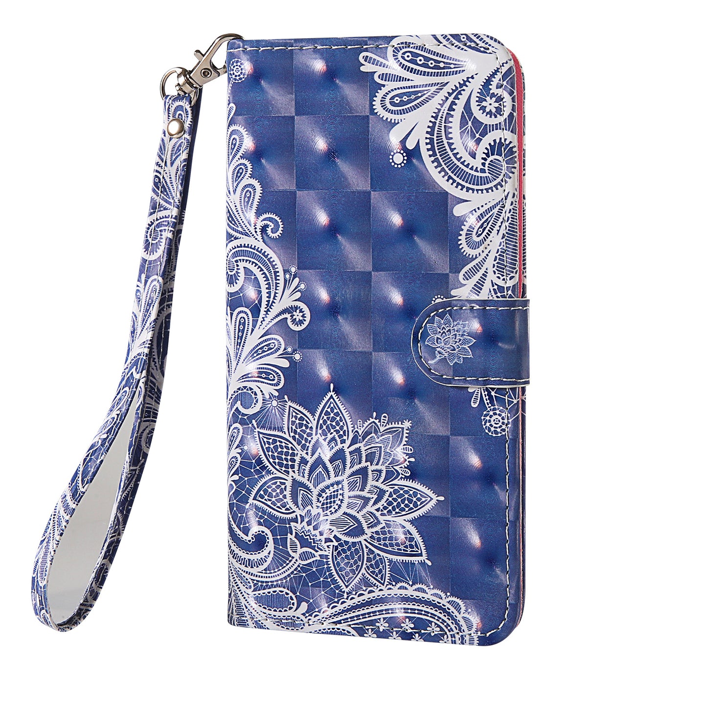 Light Spot Decor Pattern Printing Wallet Stand Leather Shell with Strap for Samsung Galaxy S20 FE 4G/FE 5G/S20 Lite/S20 FE 2022 - Lace Flower