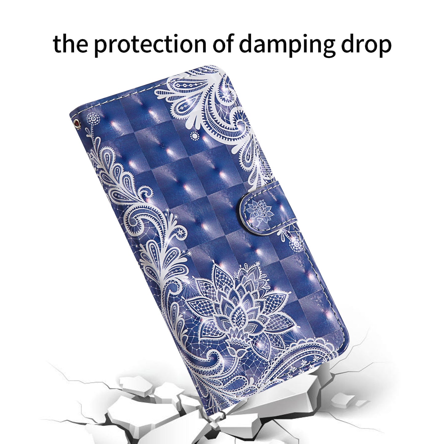 Light Spot Decor Pattern Printing Wallet Stand Leather Shell with Strap for Samsung Galaxy S20 FE 4G/FE 5G/S20 Lite/S20 FE 2022 - Lace Flower