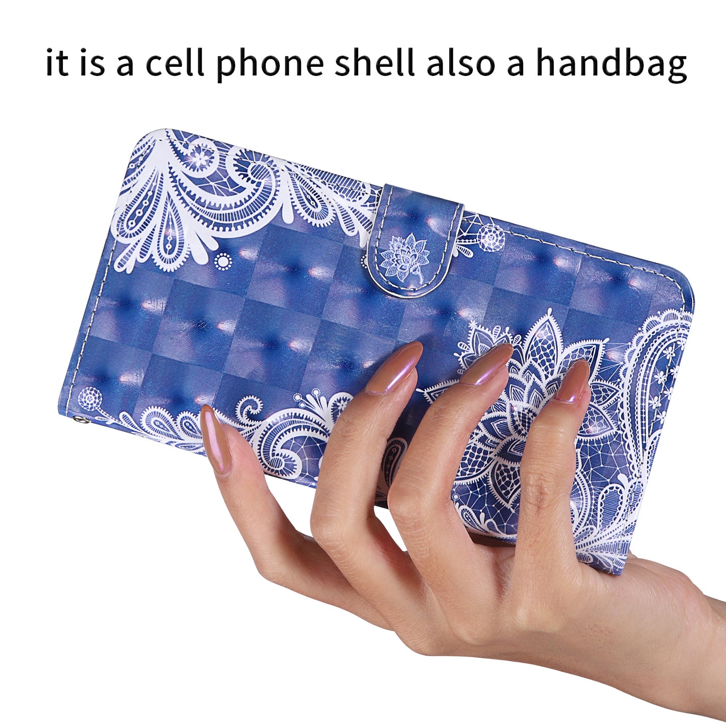 Light Spot Decor Pattern Printing Wallet Stand Leather Shell with Strap for Samsung Galaxy S20 FE 4G/FE 5G/S20 Lite/S20 FE 2022 - Lace Flower