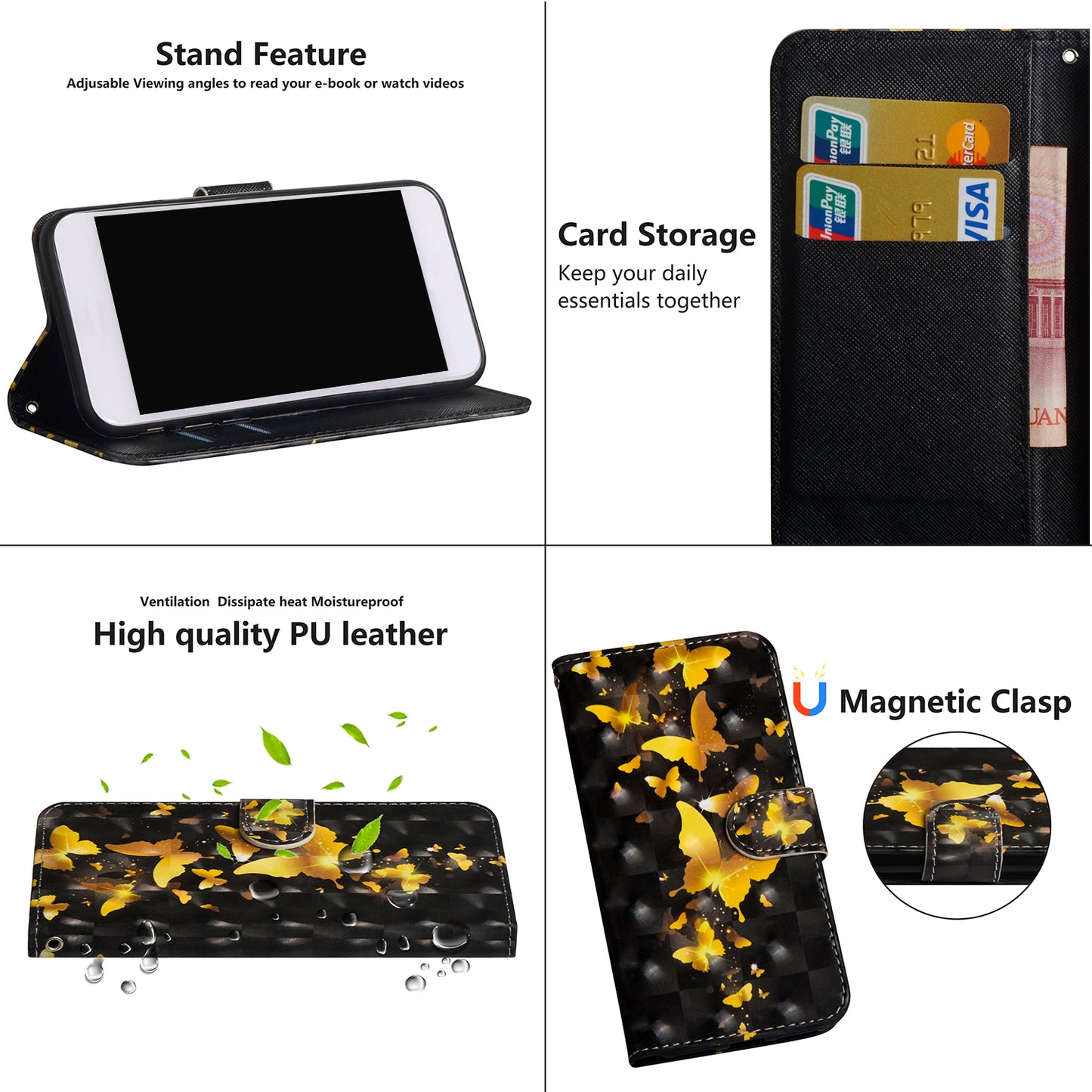 Light Spot Decor Pattern Printing Wallet Stand Leather Shell with Strap for Samsung Galaxy S20 FE 4G/FE 5G/S20 Lite/S20 FE 2022 - Gold Butterfly