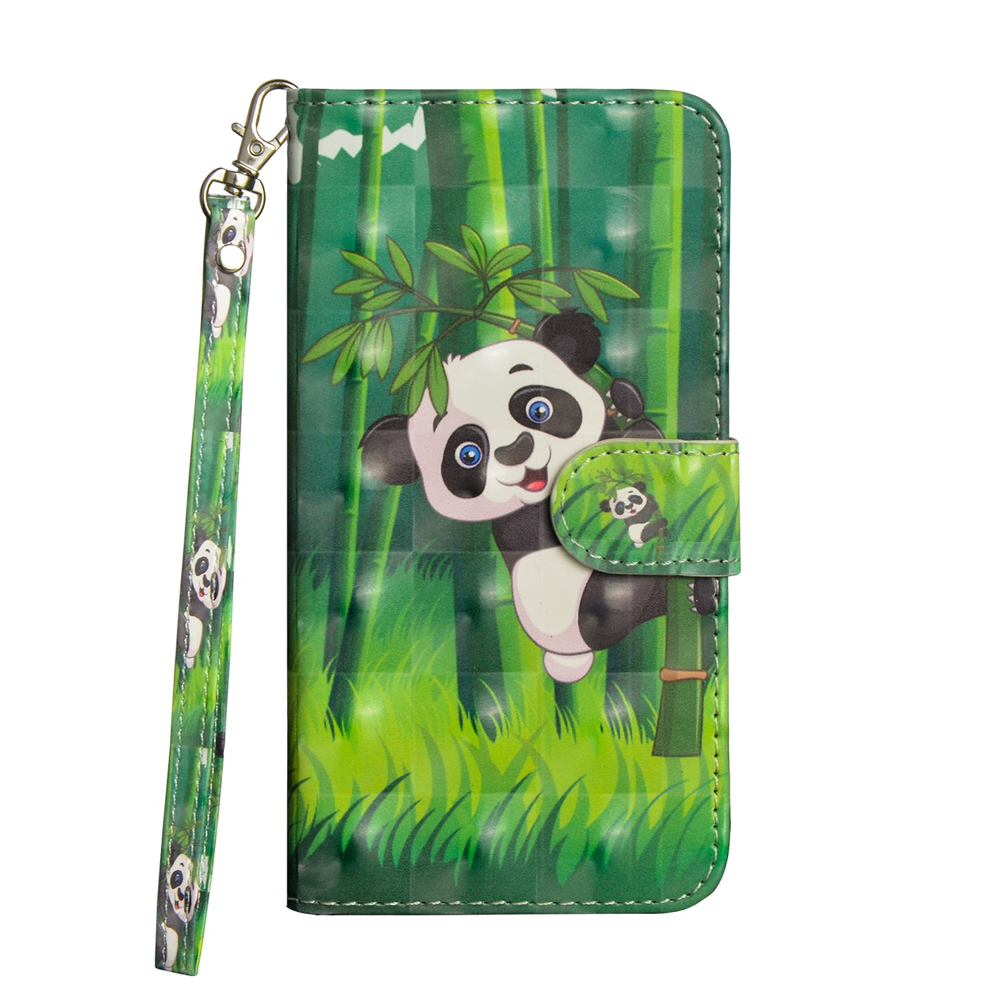 Light Spot Decor Pattern Printing Wallet Stand Leather Shell with Strap for Samsung Galaxy S20 FE 4G/FE 5G/S20 Lite/S20 FE 2022 - Panda