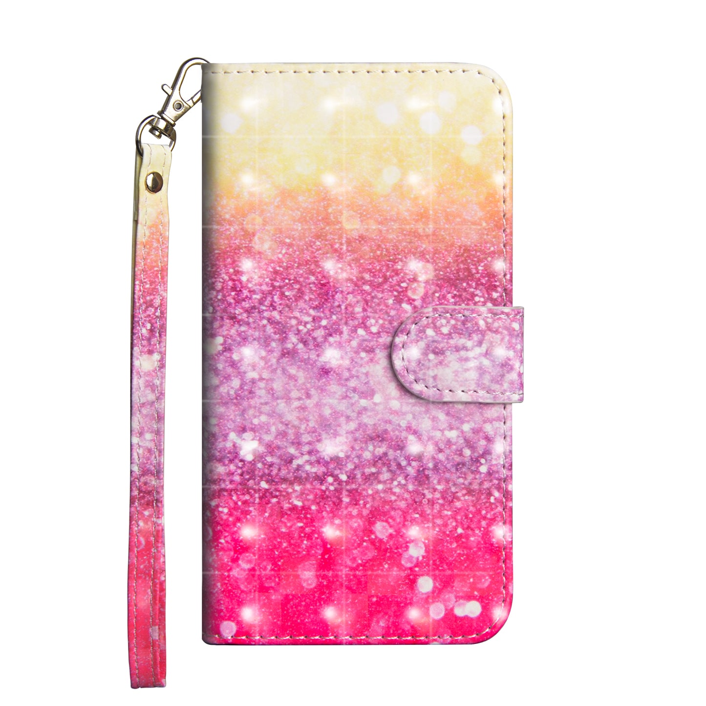 Light Spot Decor Pattern Printing Wallet Stand Leather Shell with Strap for Samsung Galaxy S20 FE 4G/FE 5G/S20 Lite/S20 FE 2022 - Glittery Elements