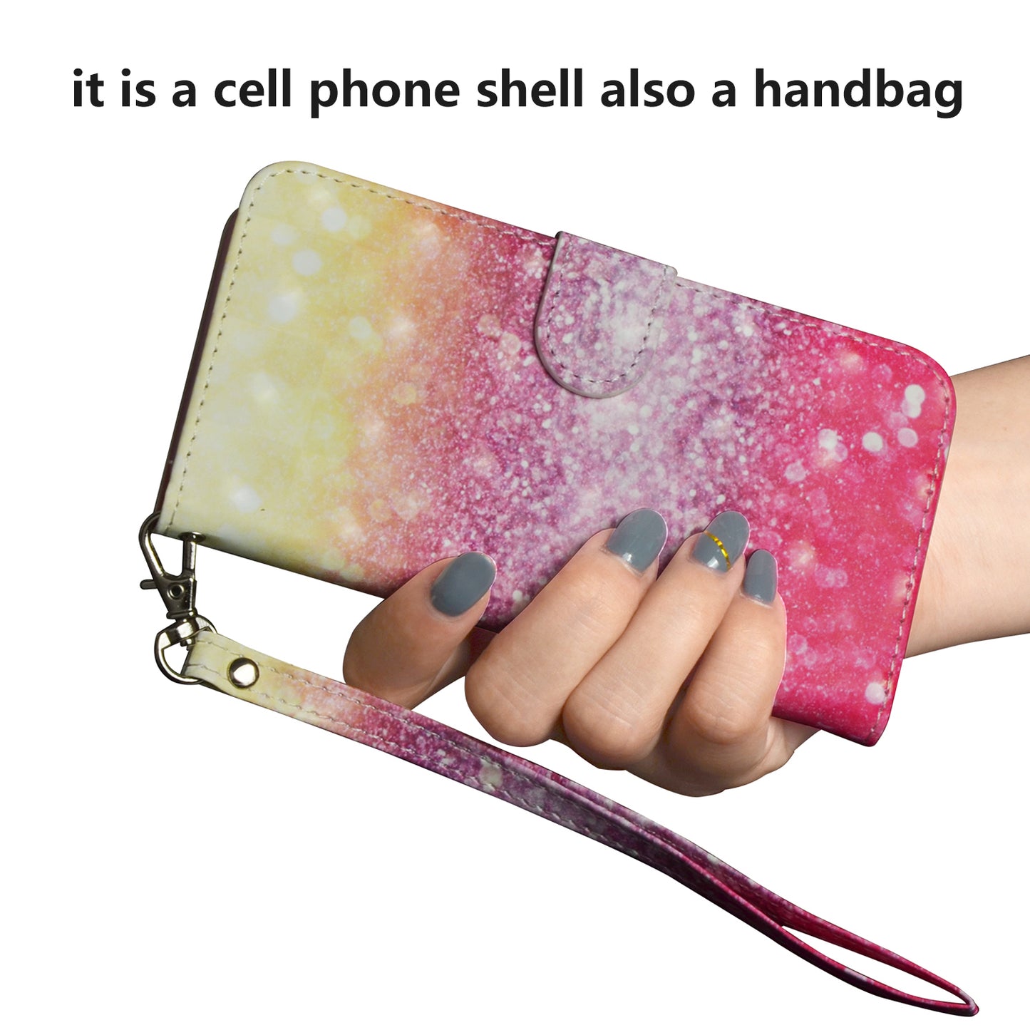 Light Spot Decor Pattern Printing Wallet Stand Leather Shell with Strap for Samsung Galaxy S20 FE 4G/FE 5G/S20 Lite/S20 FE 2022 - Glittery Elements