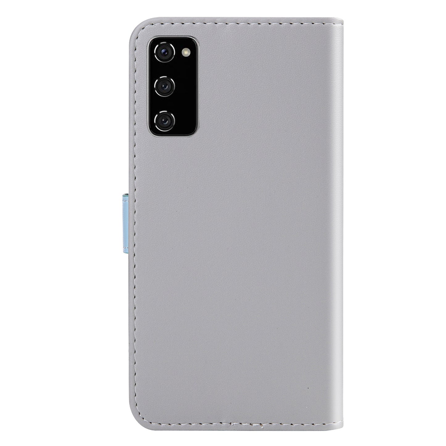Tricolor PU Leather with Stand Case for Samsung Galaxy S20 FE 4G/FE 5G/S20 Lite/S20 FE 2022 - Grey/Blue/Pink