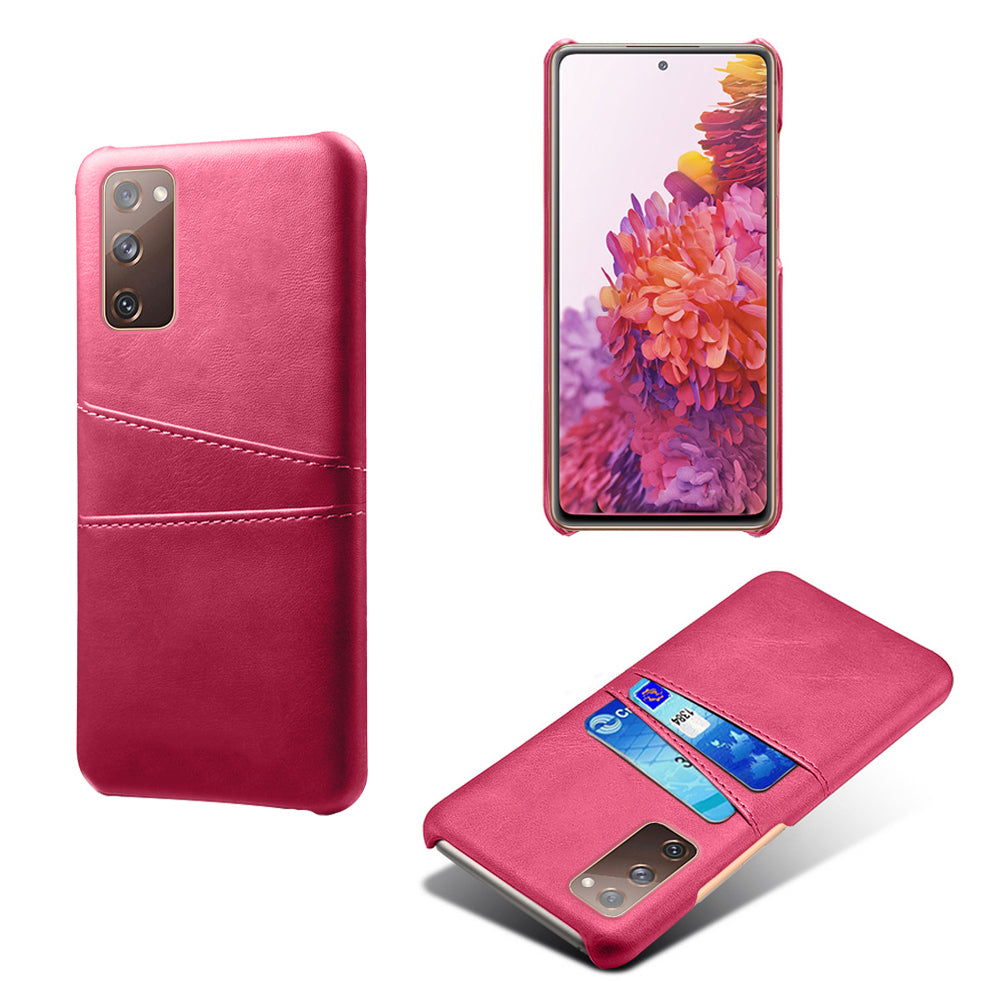 KSQ for Samsung Galaxy S20 FE 4G/FE 5G/S20 Lite/S20 FE 2022 PU Leather + Plastic Shell with Card Holder Slots - Rose