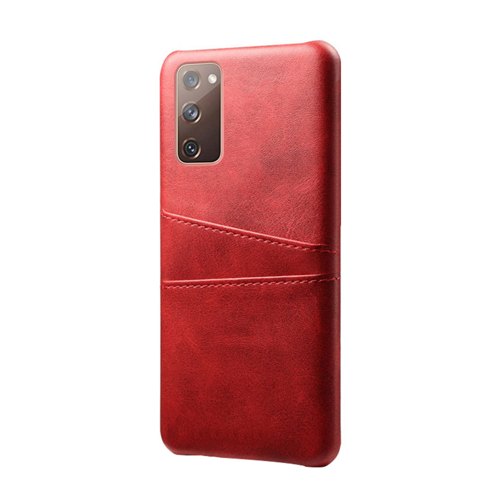 KSQ for Samsung Galaxy S20 FE 4G/FE 5G/S20 Lite/S20 FE 2022 PU Leather + Plastic Shell with Card Holder Slots - Red