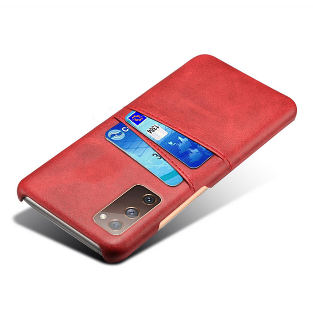 KSQ for Samsung Galaxy S20 FE 4G/FE 5G/S20 Lite/S20 FE 2022 PU Leather + Plastic Shell with Card Holder Slots - Red