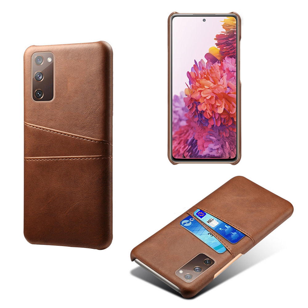 KSQ for Samsung Galaxy S20 FE 4G/FE 5G/S20 Lite/S20 FE 2022 PU Leather + Plastic Shell with Card Holder Slots - Brown