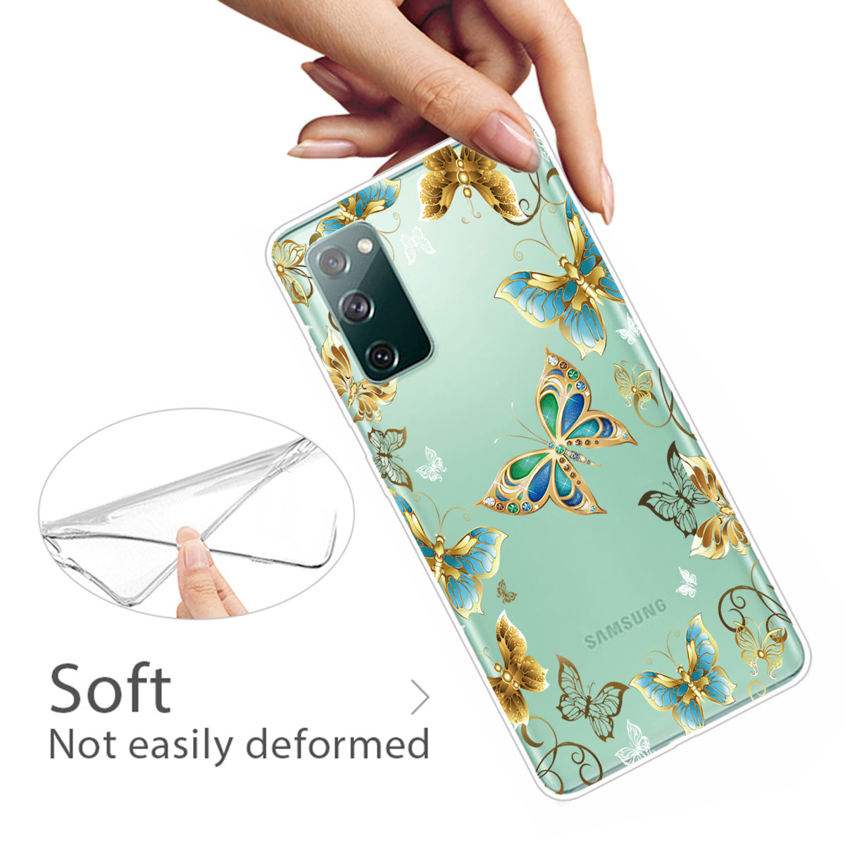 Pattern Printing Soft TPU Cell Phone Cover for Samsung Galaxy S20 FE 4G/FE 5G/S20 Lite/S20 FE 2022 - Diamante Butterfly