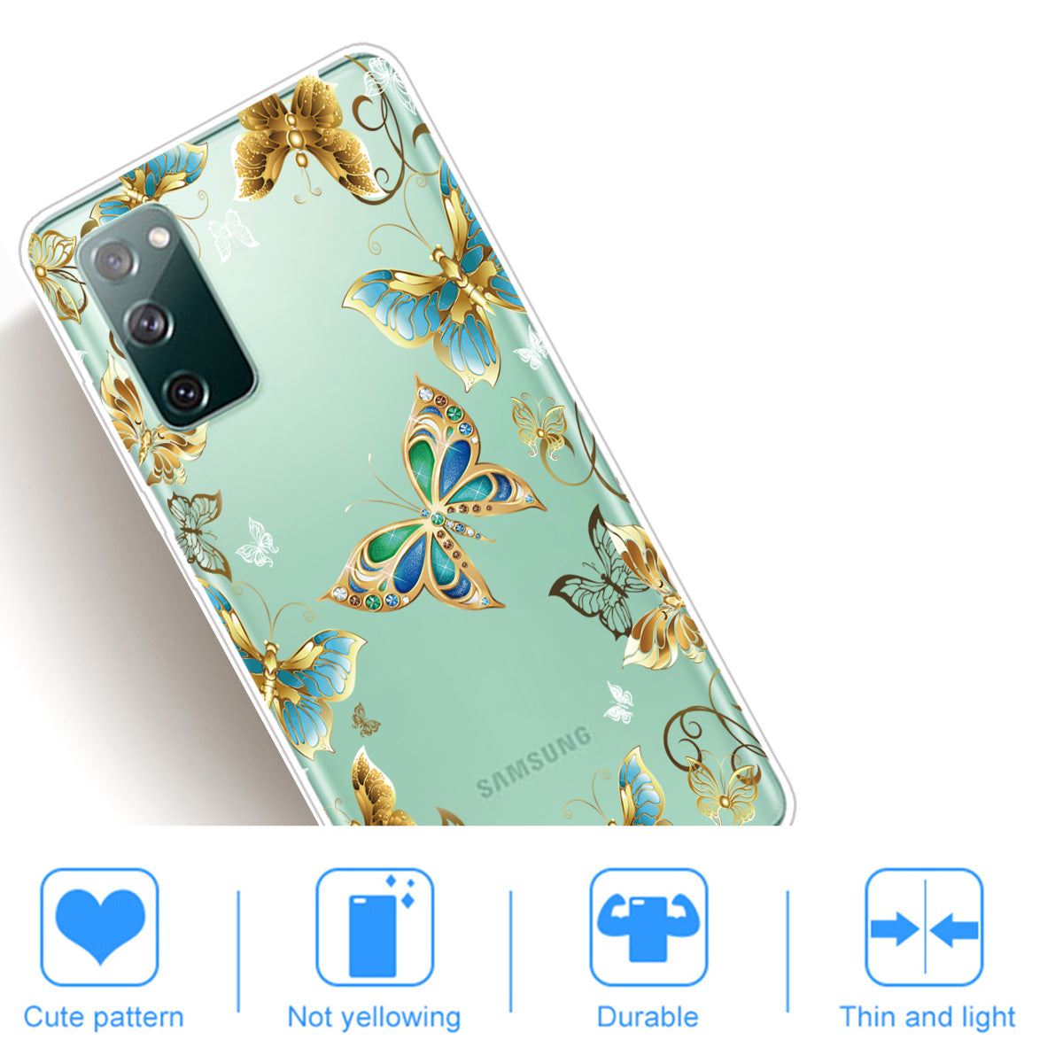Pattern Printing Soft TPU Cell Phone Cover for Samsung Galaxy S20 FE 4G/FE 5G/S20 Lite/S20 FE 2022 - Diamante Butterfly