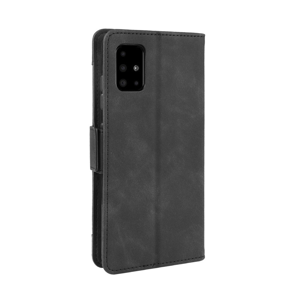 Leather Wallet Stand Protective Case for Samsung Galaxy M51 - Black